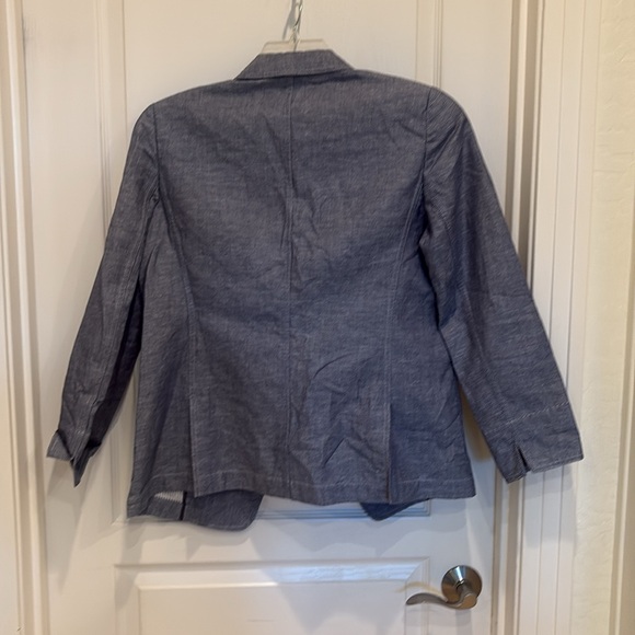 Lafayette 148 Size 8 New York Blue Textured Blazer Cotton Linen Large Medium - Picture 9 of 10